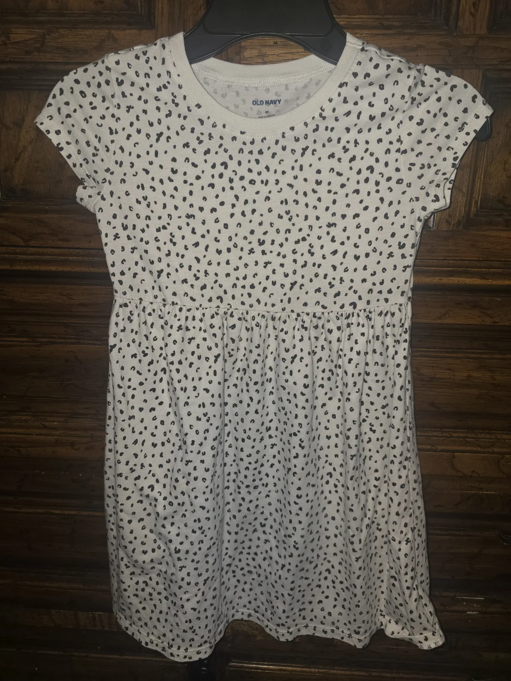 Old Navy White Dress with Black Spot Print
